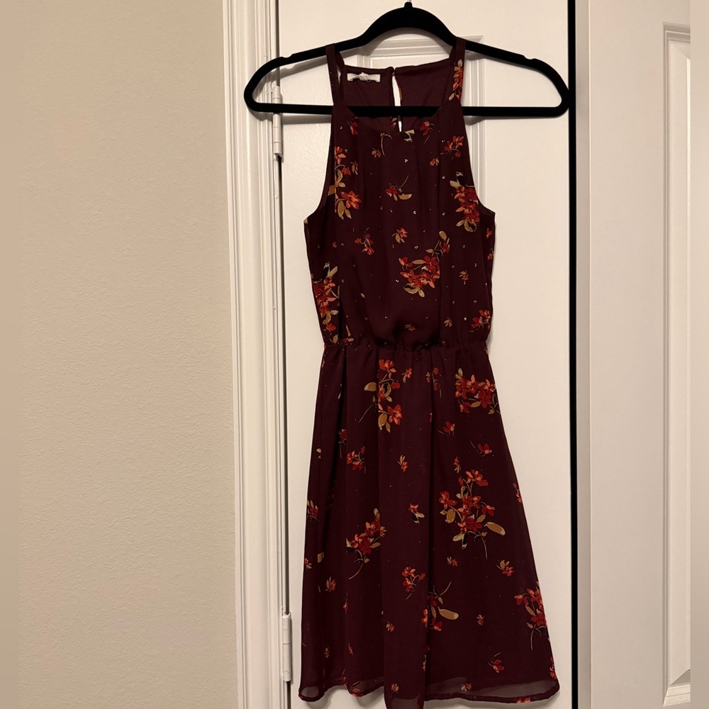 Maurices Burgundy Floral Dress